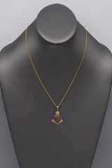 Antique 10K Yellow Gold Amethyst & Sea Pearl Pendant Necklace
