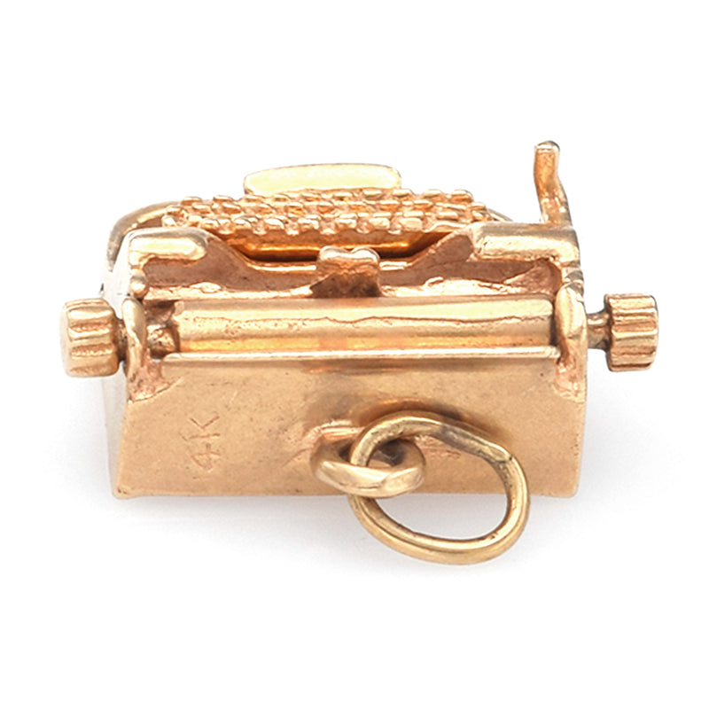 Vintage 14K Yellow Gold Typewriter Charm Pendant