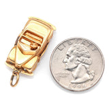 Vintage 14K Yellow Gold CZ Convertible Car Charm Pendant with Moving Wheels