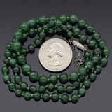 GIA Antique Platinum Translucent Green Omphacite Jade & Diamond Beaded Necklace