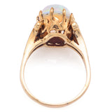 Vintage 14K Yellow Gold Opal Cabochon Cocktail Ring Size 7.75