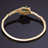 Vintage 18K Yellow Gold Emerald & 1.29 TCW Diamond Hinged Bangle Bracelet