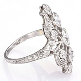 Antique Platinum Old Euro Cut Diamond Art Deco Cocktail Ring