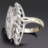 Antique 18K White Gold 2.17 TCW Diamond Art Deco Cocktail Ring +Box 6.9G Sz 6.25