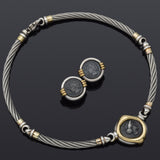 Vintage Sterling Silver & 18K Gold Ancient Roman Coin Necklace & Earrings Set