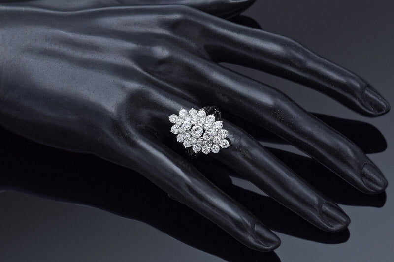Vintage 14K White Gold 3.24 TCW Diamond Cluster Cocktail Ring 7.7 Grams Sz 6.75