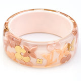 Louis Vuitton Paris Lucite Pink Gold Inclusion Wide Bangle Bracelet + Dust Bag