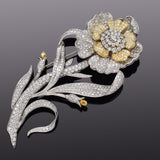 $67,000 Appraised Elan Estella 3 Platinum & 18K Gold 31.99TCW Diamond Brooch Pin