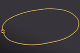 Vintage 24K Yellow Gold Rope Chain Necklace 2 mm 11.2 Grams 17 Inches