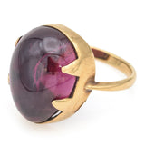 Antique 9K Yellow Gold 11.68 Ct Garnet Pear Cabochon Cocktail Ring + Box