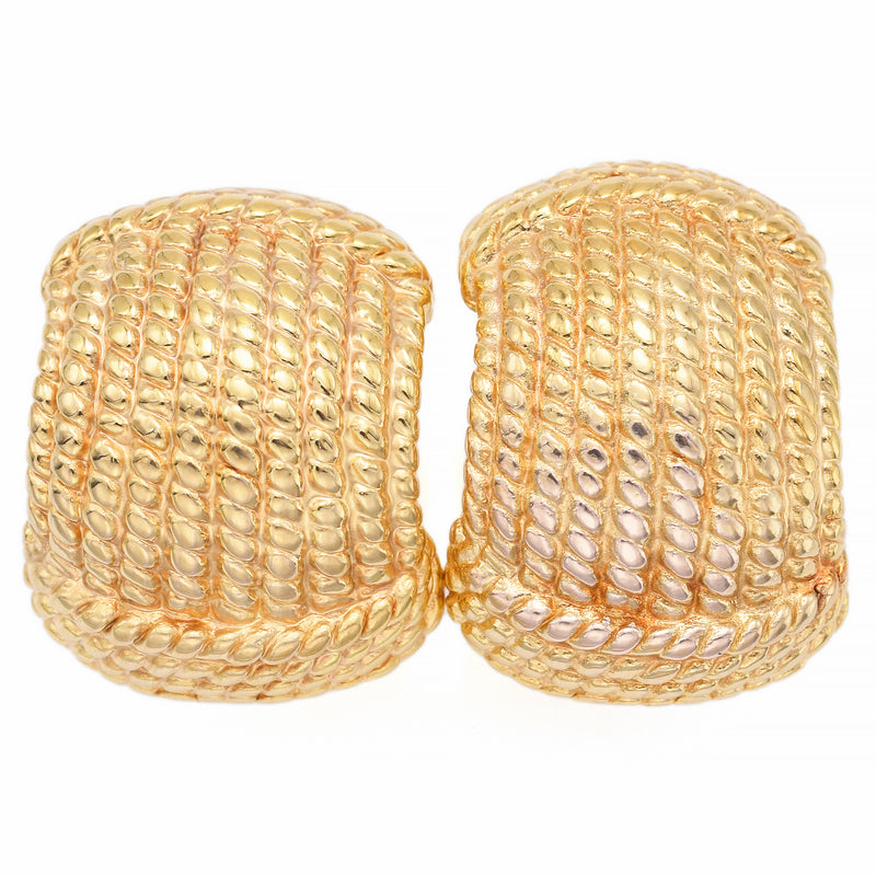 Vintage H.W. BURDICK CO. 14K Yellow Gold Italy Cable Omega Back Drop Earrings