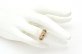 Vintage 14K Yellow Gold Sapphire & 0.54 TCW Diamond Floral Band Ring