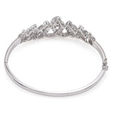 Vintage 18K White Gold 2.17 TCW Diamond Swirl Hinged Bangle Bracelet + Box