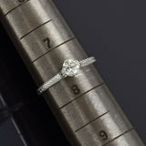 Antique 14K White Gold 0.40 Ct Old Euro Diamond Solitaire Band Ring