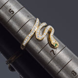 Vintage 14K Yellow Gold 0.42 TCW Diamond & Emerald Snake Band Ring