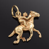 Vintage 14K Yellow Gold Equestrian Horse & Jockey Rider Charm Pendant