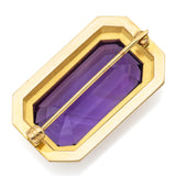 Antique Victorian 14K Yellow Gold 14.99 Ct Amethyst Brooch Pin