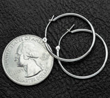 Vintage 10K White Gold 1.5 mm Hoop Earrings