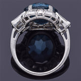 Antique Platinum 8.38Ct London Blue Topaz & 2.10TCW Diamond Cocktail Ring G/H VS
