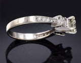 Vintage 14K White Gold 1.55 TCW Diamond Three-Stone Band Ring