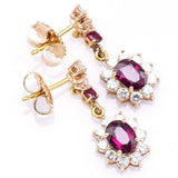 Vintage 14K Yellow Gold Ruby & Diamond Dangle Earrings