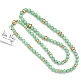 Lise Mori K 14K Yellow Gold Burmese Jade & Diamond Beaded Necklace