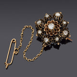 Antique 14K Yellow Gold 1.45 TCW Diamond Brooch Pin