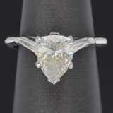 Vintage 14K White Gold 1.99 TCW Diamond Pear Three-Stone Band Ring