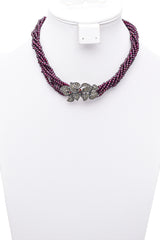 Vintage Judith Jack Sterling Silver Garnet Marcasite Multi-Strand Bead Necklace