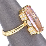 Vintage 18K Yellow Gold Pink Tourmaline & Diamond Cocktail Ring