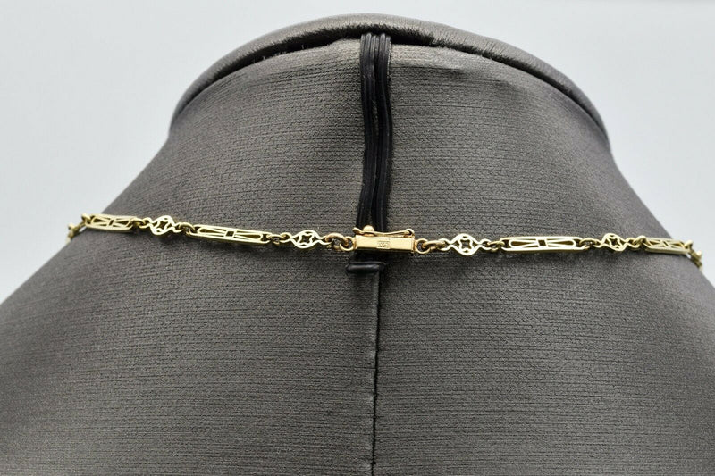 Antique 14K Yellow Gold Victorian Enamel Opal Necklace