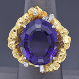 KOJI IWAKURA 18K Gold & Platinum 19.05 Ct Amethyst & Diamond Cocktail Ring