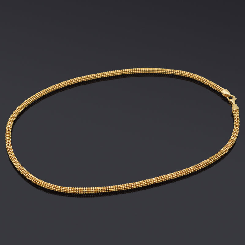 Vintage B&M Italy 14K Yellow Gold 4 mm Popcorn Chain Necklace 18 Inches