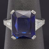 Antique Platinum 6.72 Ct Lab Sapphire & Diamond Band Ring 5.0 Grams G/H VS