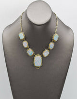 Antique 14K Yellow Gold Victorian Enamel Opal Necklace