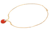 Uno a Erre Vintage 14K Yellow Gold Red Coral & Diamond Shell Pendant Necklace