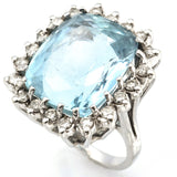 Vintage 14K White Gold Aquamarine And Diamond Cocktail Ring