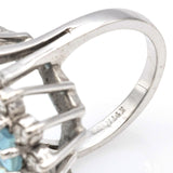 Vintage 14K White Gold Aquamarine And Diamond Cocktail Ring