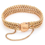 Antique Victorian 14K Gold Three-Row Cuban Link Wide Chain Bracelet 30.7 Grams