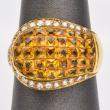 Estate 18K Gold Yellow Sapphire & Diamond Ring
