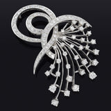 Vintage 14K White Gold 2.70 TCW Diamond Floral Brooch Pin