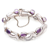 Vintage Onez Tazxo Mexico 970 Sterling Silver Amethyst Link Bracelet