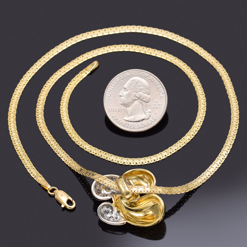 Vintage 18K Yellow Gold 1.48 TCW Diamond Pendant & 14K Chain Necklace E/F VVS