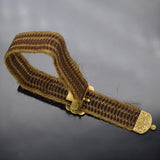 Antique Victorian 18K Yellow Gold Woven Hair Mourning Enamel Bracelet
