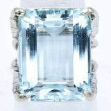 Vintage 14K White Gold 24.63 Carats Aquamarine & Diamond Ring