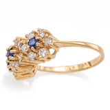 Vintage 14K Yellow Gold Sapphire & 0.54 TCW Diamond Floral Band Ring