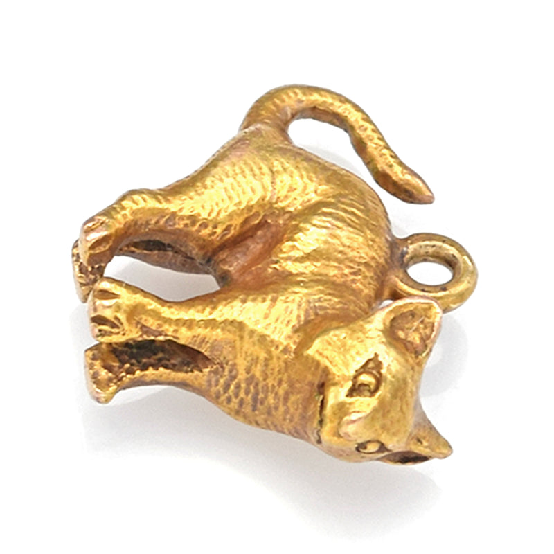 Vintage 14K Yellow Gold Kitten Cat Charm Pendant