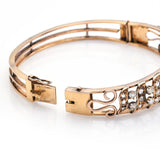 Vintage 18K Gold 3.10TCW Mixed Mine & Modern Diamond Swirl Bangle Bracelet