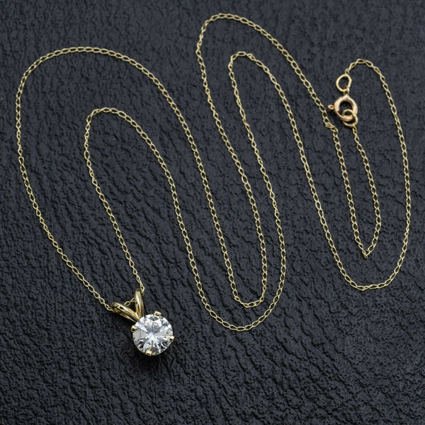 Vintage 14K Yellow Gold 0.84 Carat Diamond Pendant Necklace