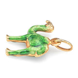 Vintage 18K Yellow Gold Green Enamel Camel Charm Pendant